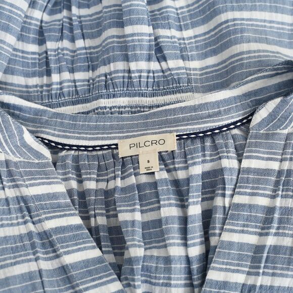 Pilcro Anthropologie The Tatum Flutter-Sleeve Blouse Shirt Top Striped S 277864 - Picture 12 of 12